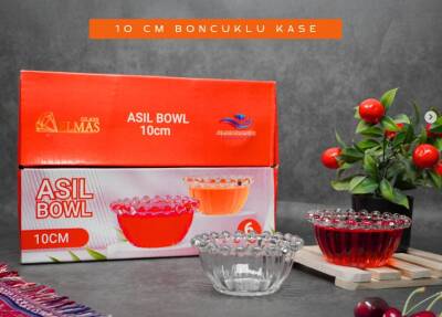 10 cm Boncuklu Cam Kase - 