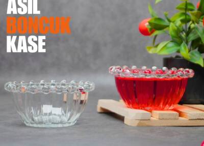 10 cm Boncuklu Cam Kase - 2