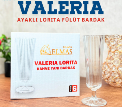 6'lı Valeria Ayaklı Flüt Cam Bardak - 1