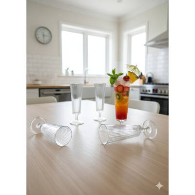 6'lı Valeria Ayaklı Flüt Cam Bardak - 2