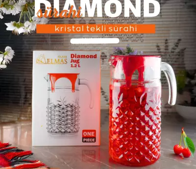 Diamond Kristal Cam Sürahi 1,2 L – Sofra ve Misafir Sunumları İçin Şık Sürahi - 1
