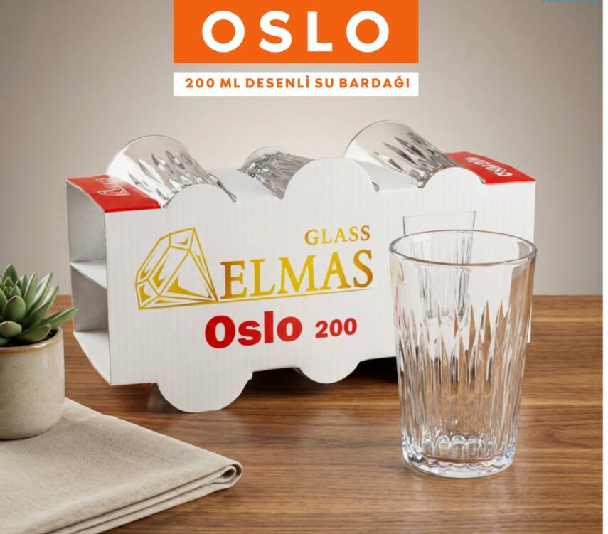 Elmas Oslo 200 ml 6’lı Su Bardağı - 1