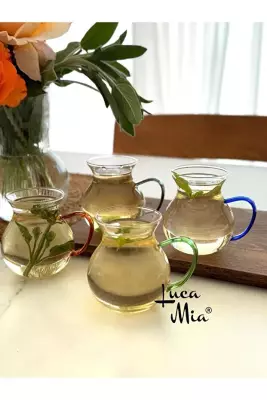 Luca Mia Renkli Keyif Borosilikat 4’lü Cam Çay Bardağı Seti - 1