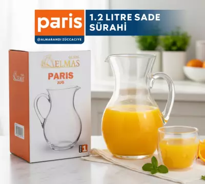 PARIS 1,2 Litre Sade Cam Sürahi - 1