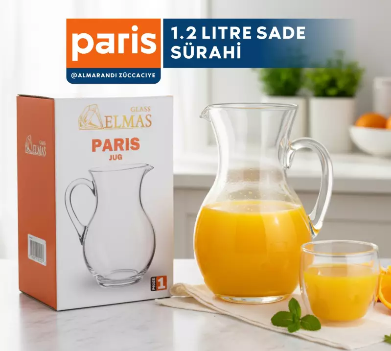 PARIS 1,2 Litre Sade Cam Sürahi - 1