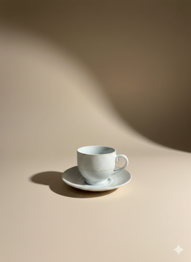 Porselen Kahve Fincan Takımı – 6 Fincan 6 Tabak (12 Parça) - 1