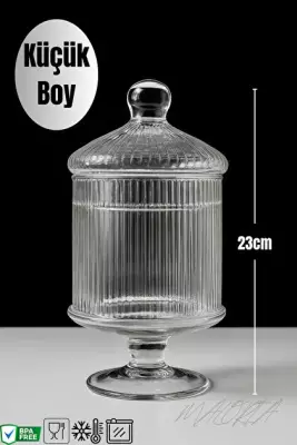 Silindir Çizgili Cam Drajellik 23 cm - 1