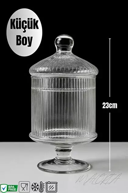 Silindir Çizgili Cam Drajellik 23 cm - 1