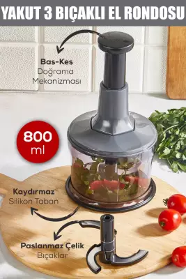 Yakut Basmalı Büyük 3 Bıçaklı El Rondosu - 1